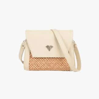 Manos Libres CUERO Curvo Beige vija 2 en 1